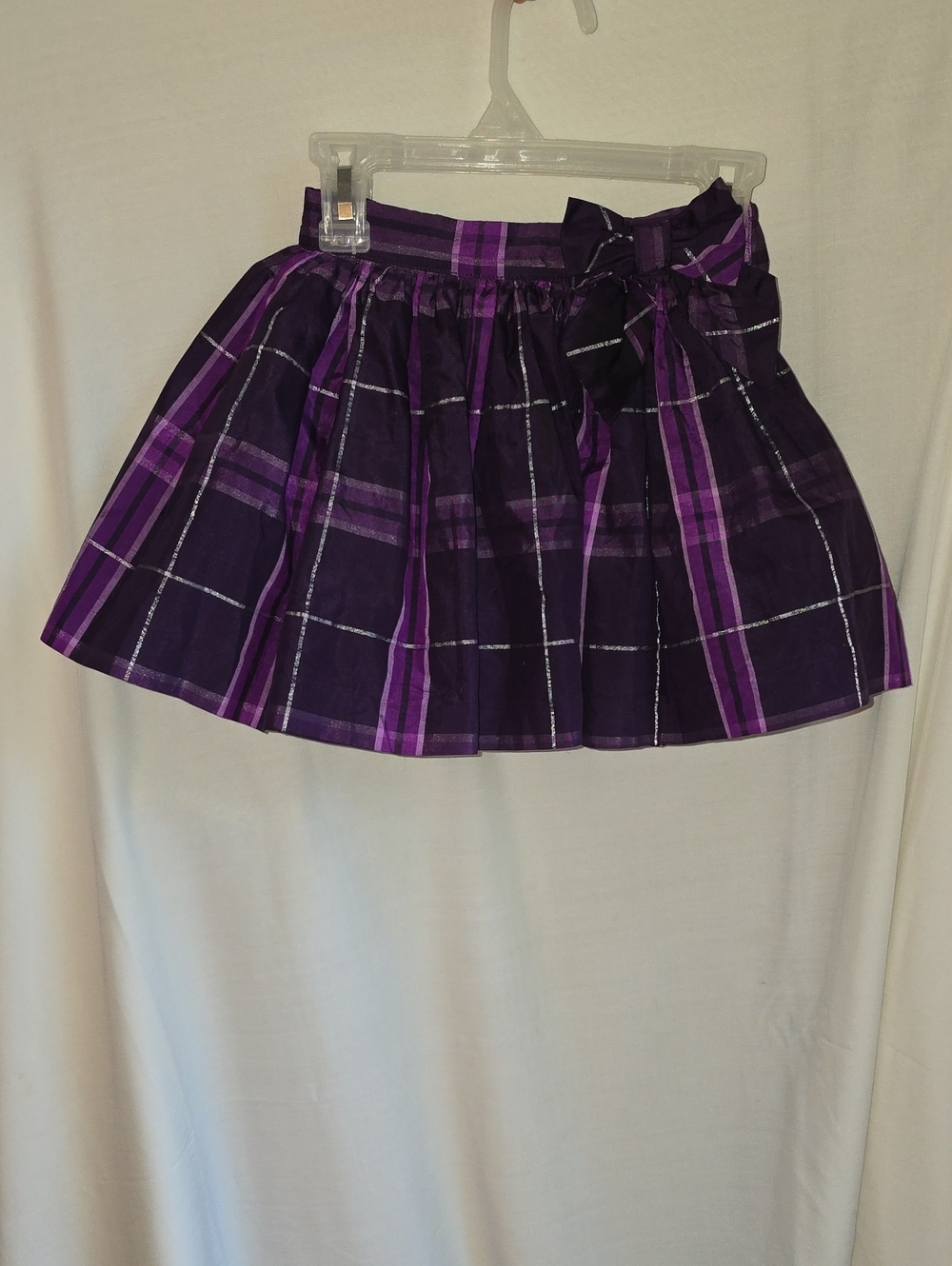 Janie and Jack Purple Plaid Circle Skirt with Side Bow